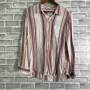 Rails Metallic Pink Charli Jewel Stripes Button Front Colorful Shirt Sz Medium